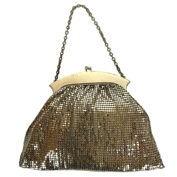 Whiting and Davis Mesh Evening Bag With Mirror Shiny Silver 2874 Vtg 50s USA - Picture 2 of 12